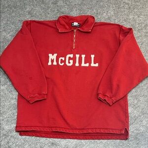 Vintage Red McGill Pullover Quarterzip Sweatshirt